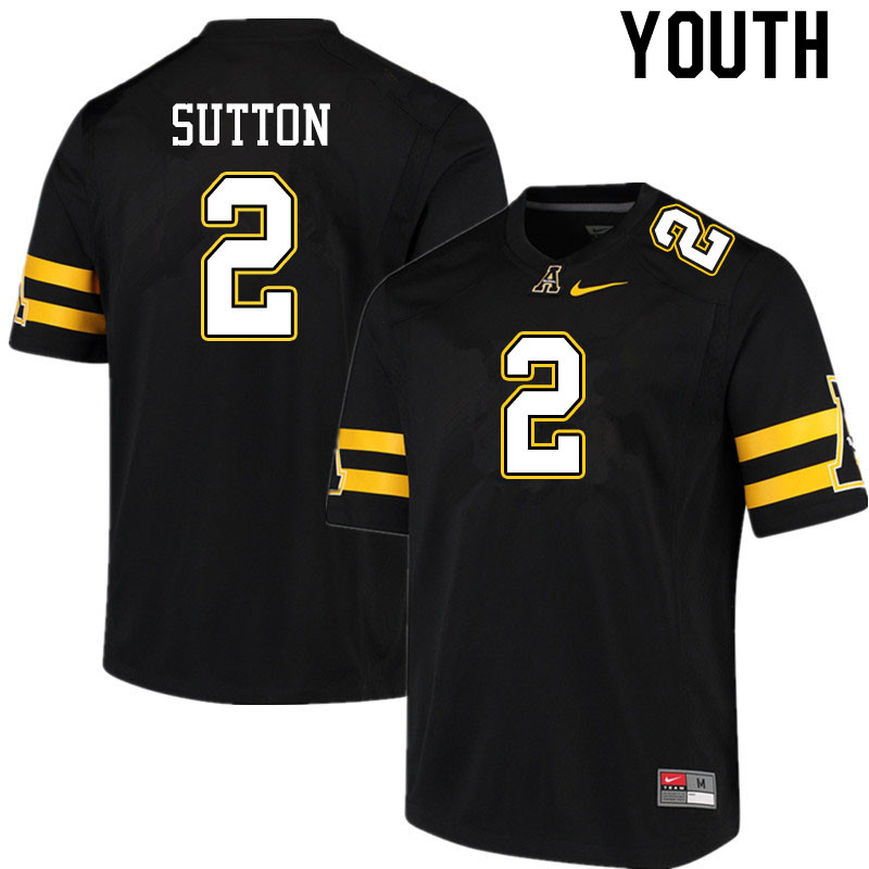Youth #2 Corey Sutton Appalachian State Mountaineers College Football Jerseys Sale-Black - Click Image to Close